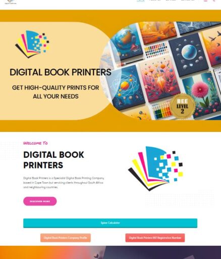 Digital book printing services homepage screenshot.